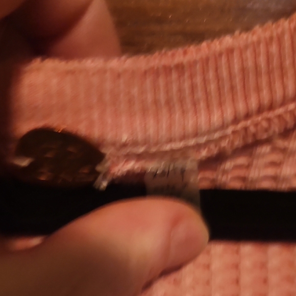 Free People Pink and White Puff Sleeve Blouse with Ruffled Tie Front - Picture 3 of 7